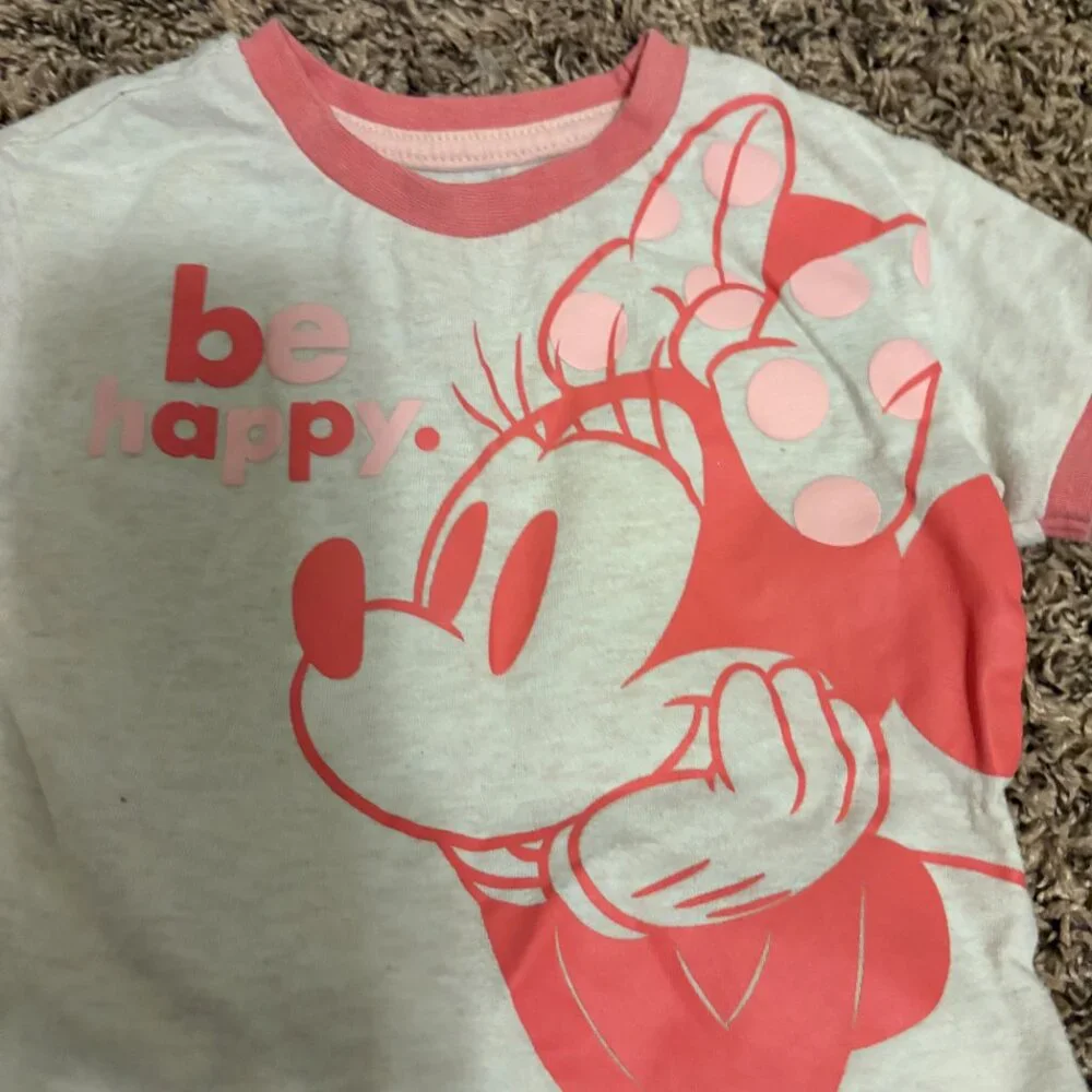 Disney Baby Classic Minnie Mouse Outfit 12 Months Pink and White Shorts Be Happy